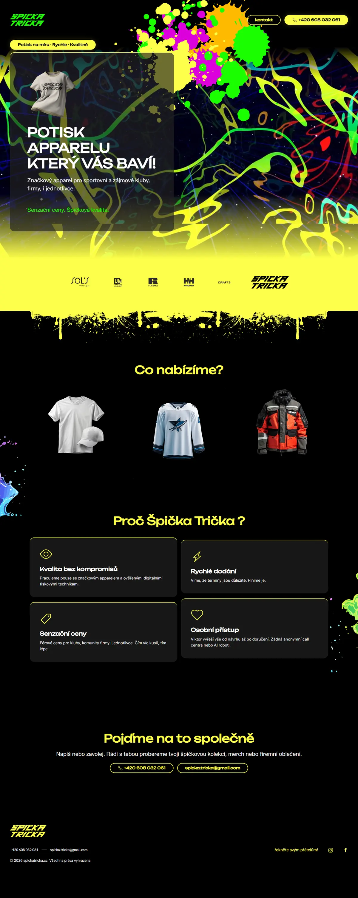 SpickaTricka.cz website designed by MalbarDesign, full page